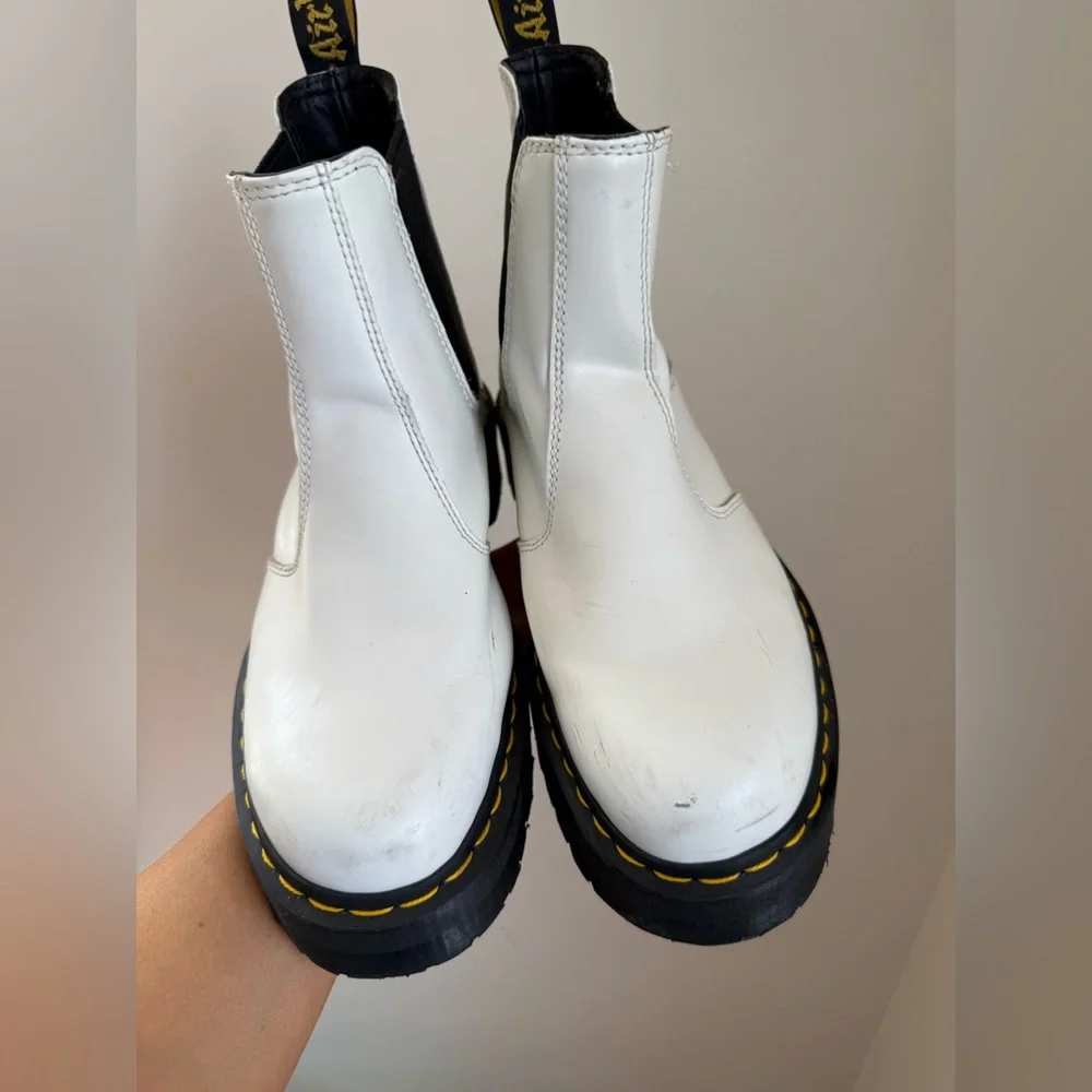 Dr. Martens 2976 Quad White Leather Chelsea Boots 9L - Picture 7 of 13